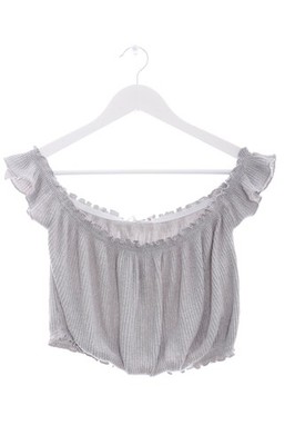 PULL & BEAR Cropped Top Damen Top Gr. DE 38 hellgrau Casual-Look
