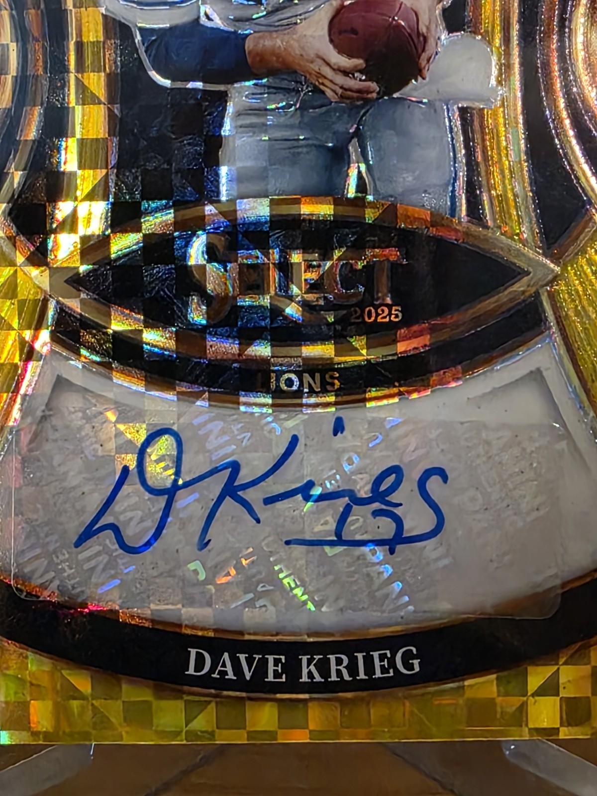 2025 Panini Select Dave Krieg Signatures Gold Prizm Auto Autograph #/10 Lions view 2