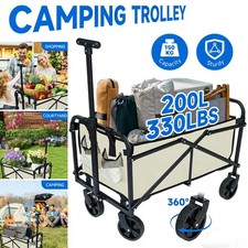 200L Heavy Duty Garden Camping Beach Cart Festival Folding Trolley Wagon Cart