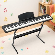 88-Key Magnetic Split Digital Piano Kit - Black Full Size Semi Weighted Z-Stand