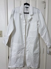 Cherokee Project Long Lab Coat XS White Polyester Long Sleeve Button-Up