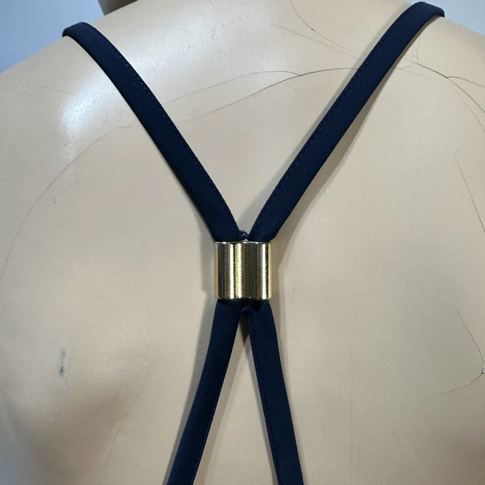 Maxi Vestido Michael Kors Mumu Blanco Azul Marino Estampado Resort Wear Plisado Talla 16 Foto 4 de 4