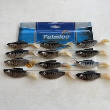 12 Felmlee 3.5” Swimming Shad Minnow Rubber Jig Swim Bait Paddle Tail Google Eye