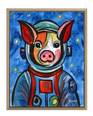 Atherton 11x14 Original Abstract farm Acrylic Painting ''Cosmo PIG'' hand signed