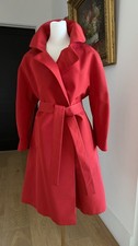 Albino Teodoro Red Belted Wrap Long Coat Tie Closure Women's Size 42