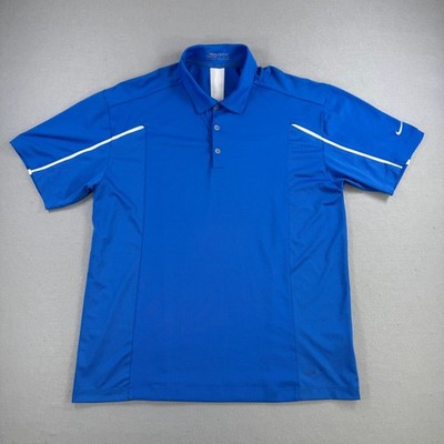 Nike Golf Polo Shirt Mens L Blue Dry Fit Short Sleeve Performance Athletic