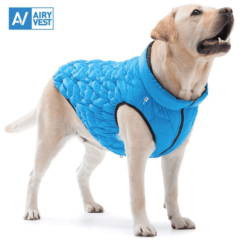 Dog Winter Coat L Size Chest 28 In Blue Black Lightweight Reversible Warm Vest - Picture 6 of 6