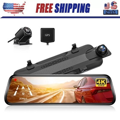 G840S 10'' 4K Mirror Dash Cam Backup Camera, 5.8GHz WiFi Smart Rearview Mirror US