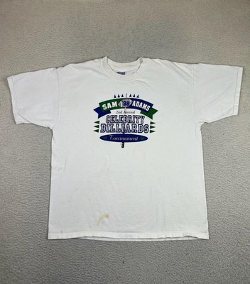 Vintage Sam Adams Celebrity Billiards Shirt Mens XL White Beer Tournament 1998