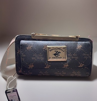 NEW Beverly Hills Polo Club Crossbody Wallet/Phone Purse W/ Gold Handles BRWN