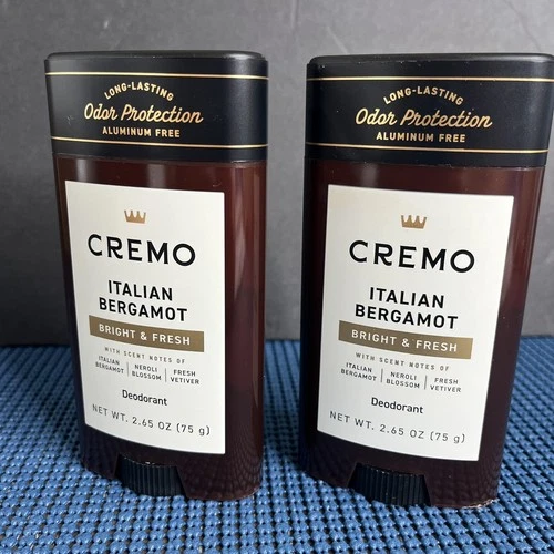 CREMO Italian Bergamot Deodorant Lot Of 2 Net Wt 2.65 Oz Each