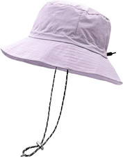 Waterproof Bucket Rain Hat with Chin Strap Quick Dry Packable Boonie Sun Hat Saf