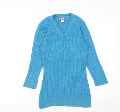 Henley-Pullover Damen UK Größe S Croft & Barrow Blau