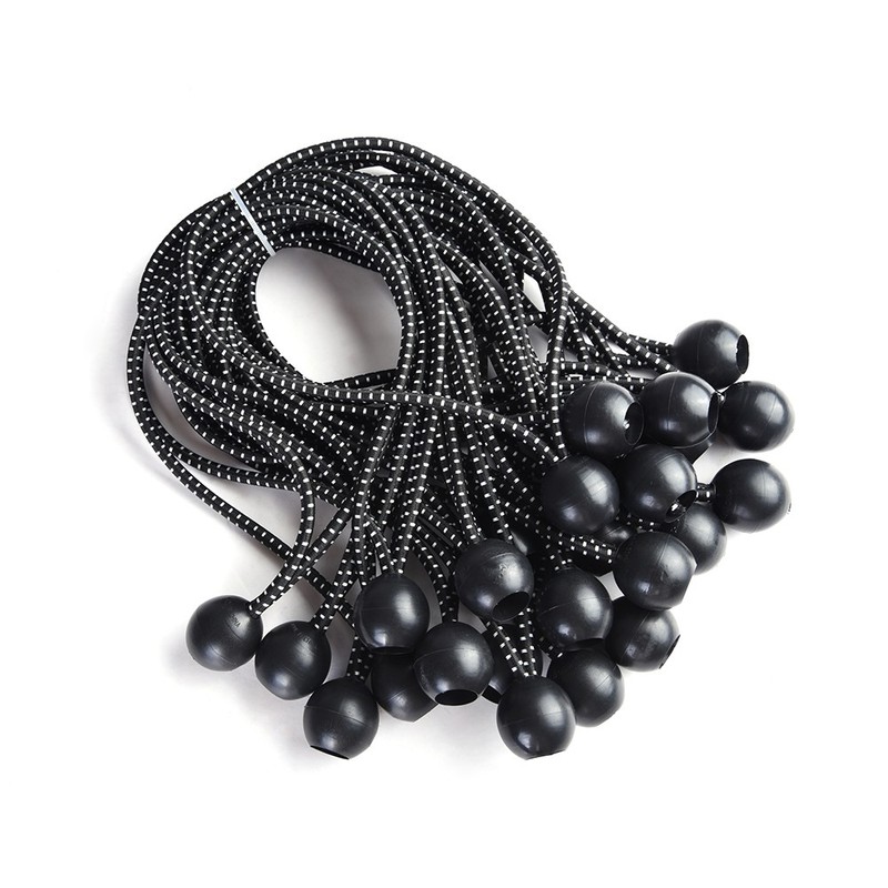 9 in Black Ball Bungee Loop Cord Tie Down Strap Wire Fix Canopy Tarp Tent 25pcs