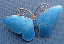 Marius Hammer Norwegian Butterfly LARGE Sterling Silver Enamel Brooch Norway