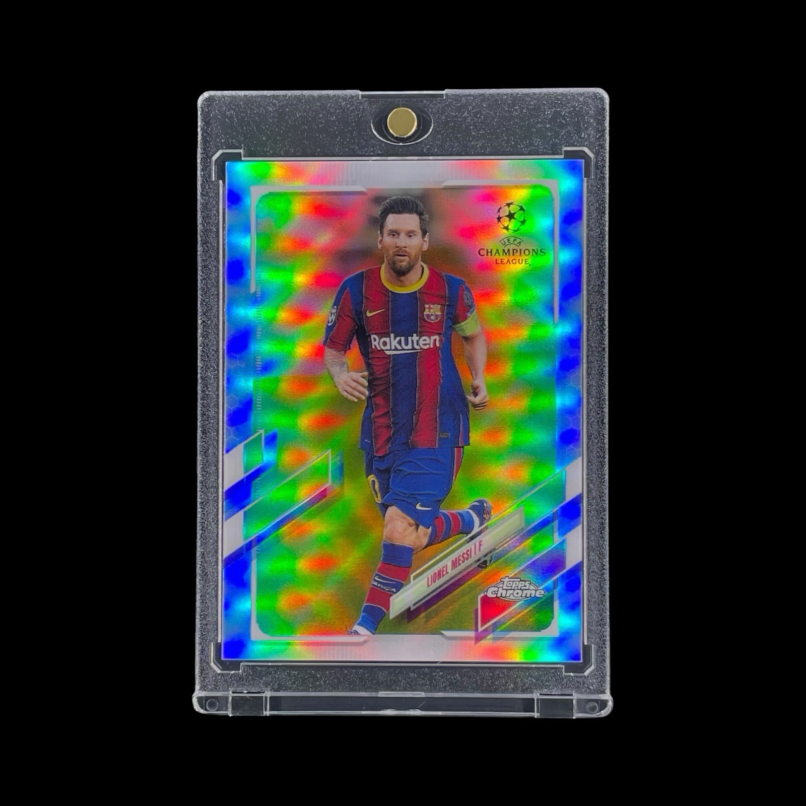 LIONEL MESSI RARE SILVER REFRACTOR 2020-21 Topps Chrome Parallel Barcelona Card view 1