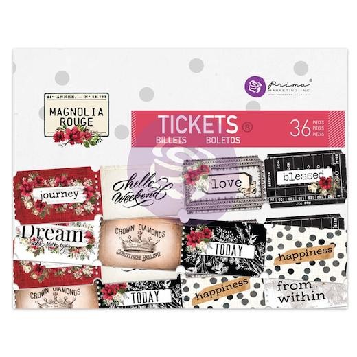 Prima Marketing Tickets 36pcs - Magnolia Rouge