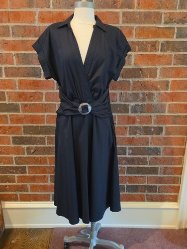 Lauren Ralph Lauren Black Short Sleeve Dress With Concho Buckle Size 8 NWT