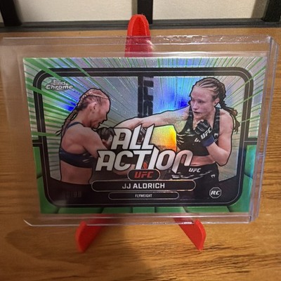 JJ Aldrich 2026 Topps Chrome UFC RC Rookie All Action Green Refractor /99 #AA-43