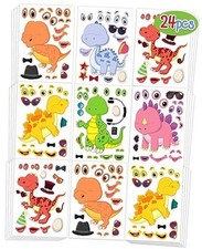 24 Pcs Make Your Own Sticker Sheets Party Favors Face Stickers for Dinosaur