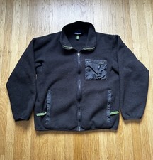Vintage Patagonia Synchilla Fleece Pile Mens L Black Full Zip Outdoor 90s