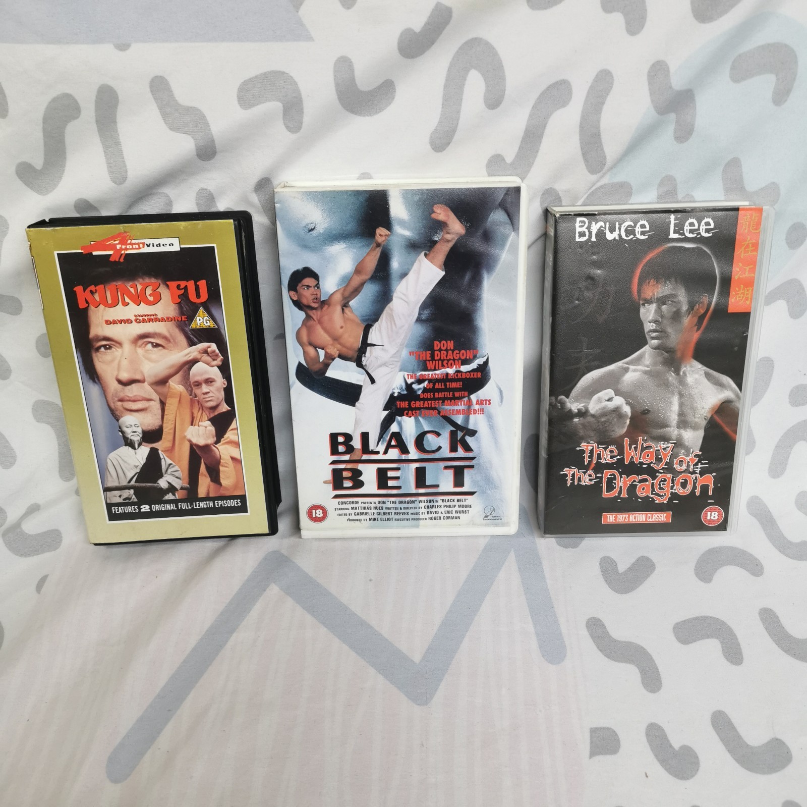 3x Bruce Lee VHS Video Tapes Bundle Kung Fu The Way Of The Dragon Black Belt