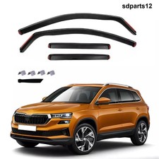 4 Deflettori Aria Nero Fumè Antivento Compatibile con Skoda Karoq Facelift 2021+