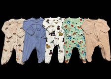 Baby Boy 0-3 Months Carter's Cotton Zip Footed Sleeper Pajama Clothes Lot Bundle