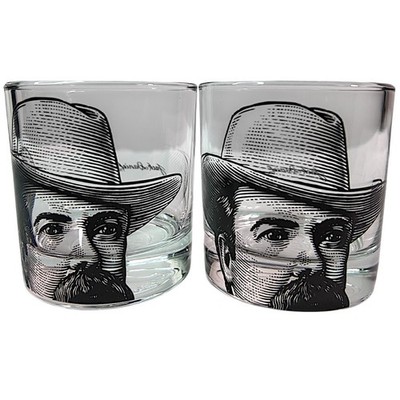 Jack Daniels Old No 7 Brand Whiskey Glasses Set of 2 Etched Portrait