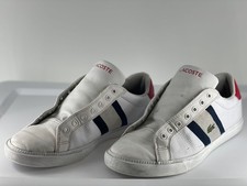 Zapatillas sin cordones Lacoste Grad Vulc 120 para hombre blancas azul marino rojas EE. UU. 8,5