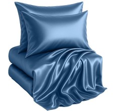 Casa Platino Satin Sheets Queen Size - Silky Queen Sheets with 15 Inch Deep P...