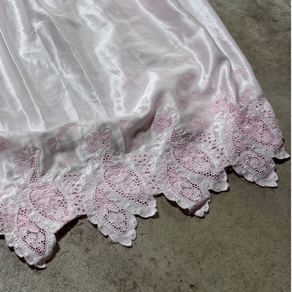 Vestido lencería vintage Victoria's Secret rosa claro con ribete de encaje talla P Foto 4 de 4