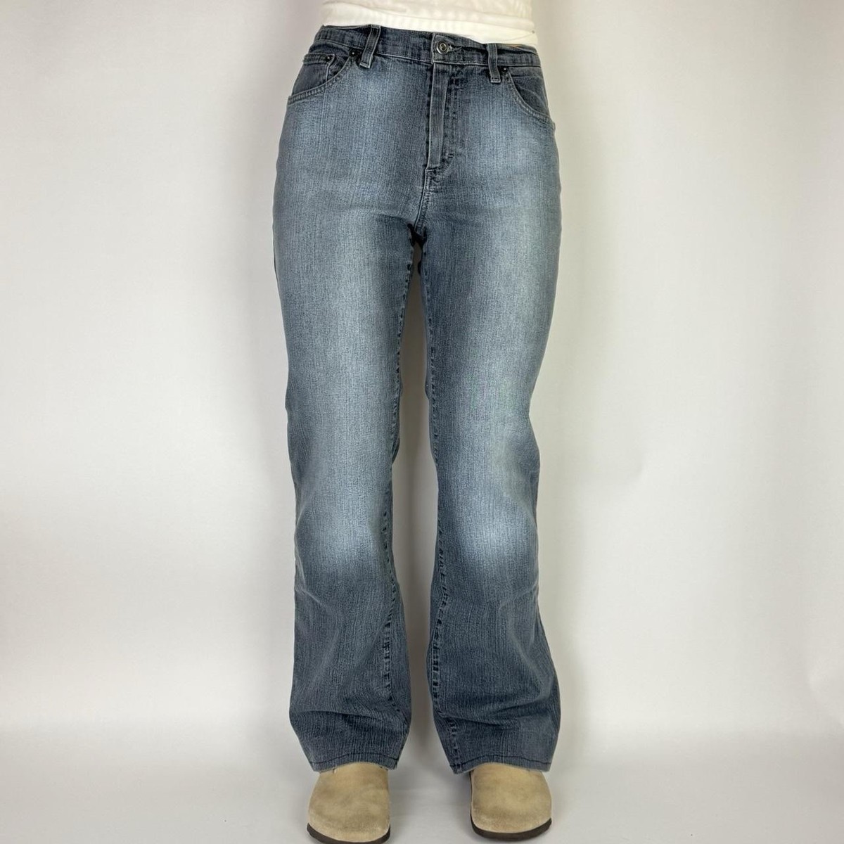 Vintage 90s Y2K Blue Washed Denim Flared Jeans | eBay UK
