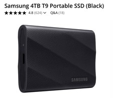 Samsung External Portable T9 4TB SSD USB-C 3.2 SSD MU-PG4T0B 4TB