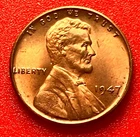 1947-P Lincoln Wheat Cent Penny GEM RED BU From an Original Bank Roll