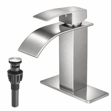 Waterfall Bathroom Faucet Brushed Nickel Single Handle 1/3 Hole