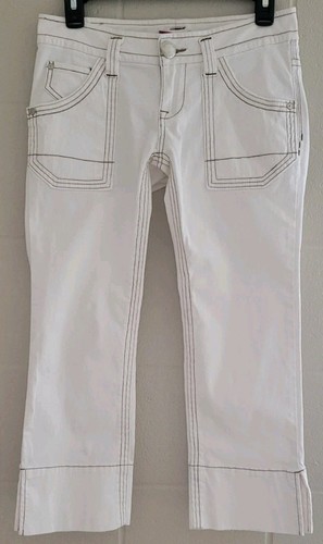 VTG Y2K Union Bay Womens 5 Capris White Corduroy Low Rise Boho Retro Juniors