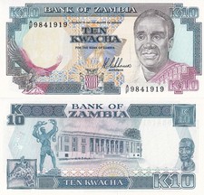 Zambia 10 Kwacha ND (1989-1991) P 31 UNC