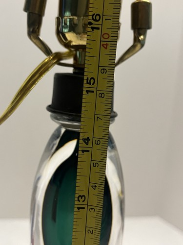 Vtg Val St Lambert Crystal Green Blue Table Lamp 25” Signed Heavy MCM - Picture 19 of 22