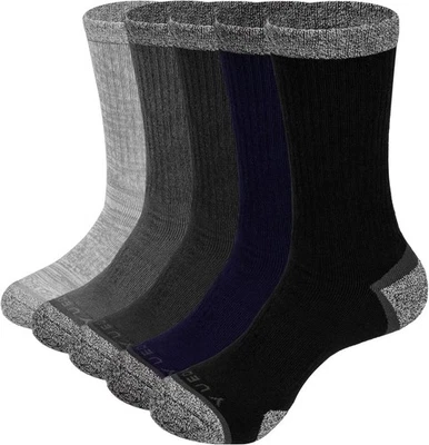 YUEDGE Mens Socks Moisture Wicking Cushioned Crew Socks Anti Sweat Work Socks f