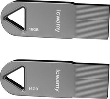 16GB USB Flash Drive 2 Pack - Black Metal Mini Thumb Drive