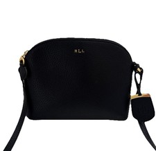 Ralph Lauren Anderson Black Crossbody Dome Bag Purse Leather MINT