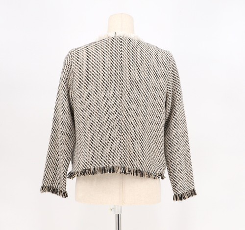 SPARTINA 449 $158 Lettie Tweed Open Front Jacket Ivory Black Size S - Picture 4 of 6