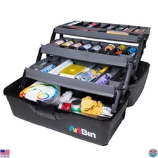 3-Tray Art Supply Box Organizer for Brushes, Paints, Stamps - Durable & Portable