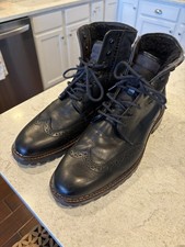 Johnston & Murphy Men’s Size 9 Black Leather Wingtip Shearling Lined Excellent 