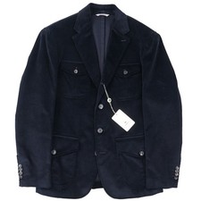 Luigi Borrelli Black Corduroy Cotton Field Blazer M Eu 50 Jacket NWT