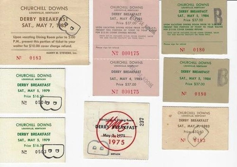 8 TICKETS FOR THE KENTUCKY DERBY BREAKFAST, VARIOUS YEARS