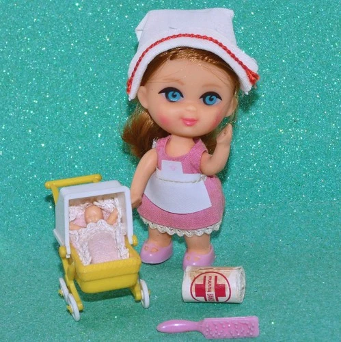 Mattel Liddle Kiddle Florence NIDDLE NURSE doll + SHOES APRON CAP BABY - NICE!