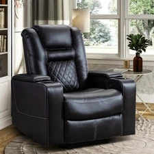 CANMOV Power Electric Recliner Chair with USB Ports and Cup Holders PU Leather