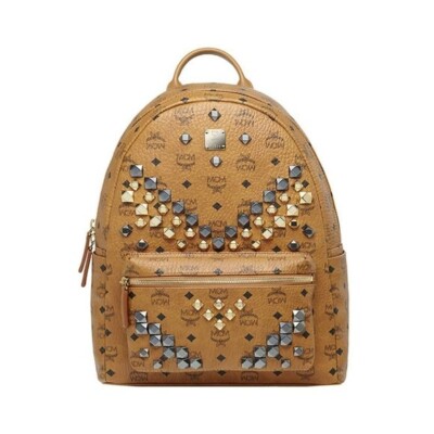 NEW with Tags Authentic MCM Cognac Stark Studded Backpack Medium